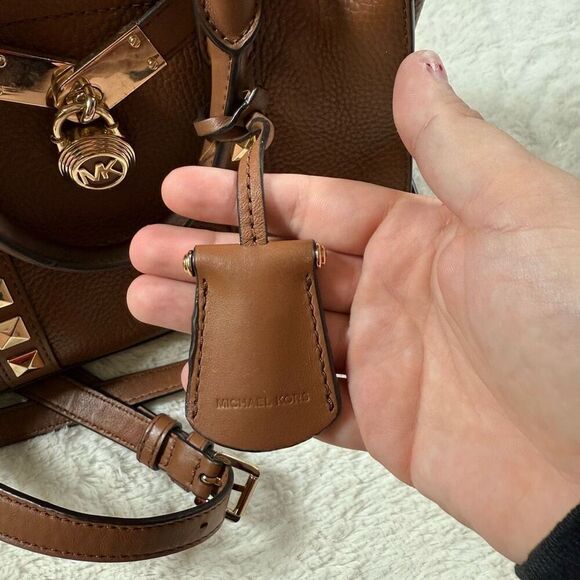 Michael Kors Nouveau Hamilton Small Studded Leather Satchel Purse - Picture 4 of 11